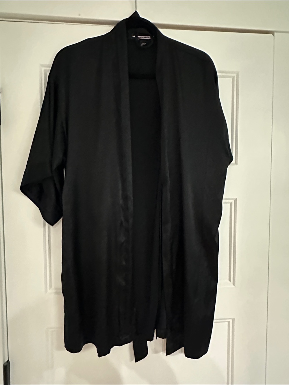 Victoria's Secret Black Satin Open-Front Kimono